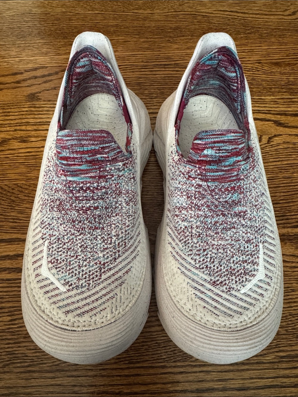Hoka One One Restore TC Vibrant Bloom Slip on Alabaster Red Cabbage size W6/M5
